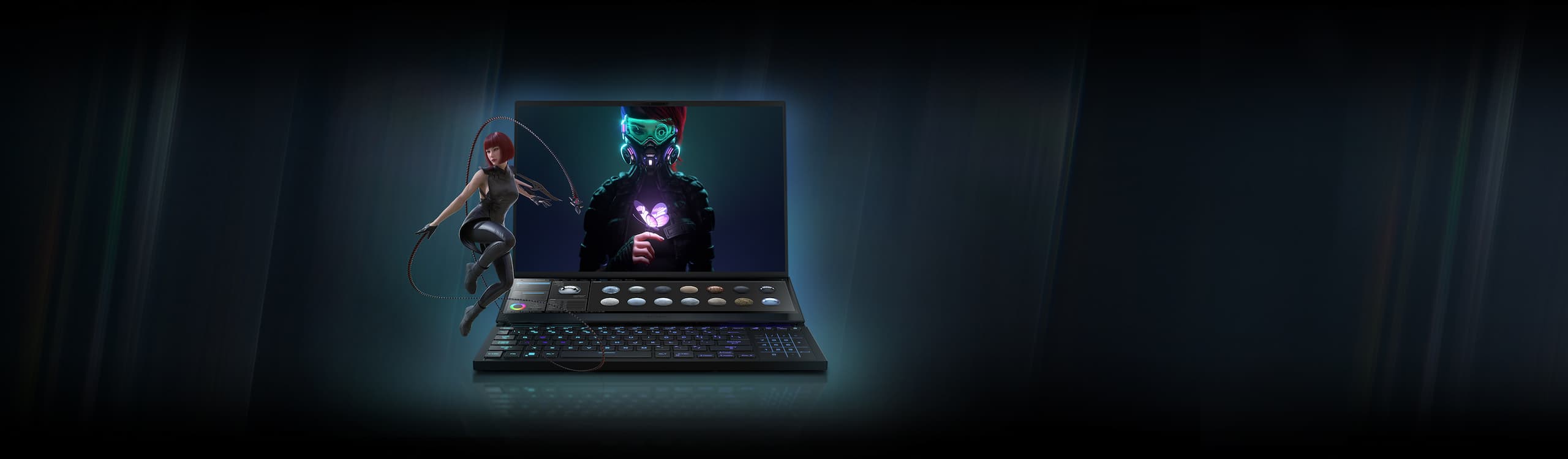 Close up view of an artist’s interpretation of an NVIDIA GPU, illuminated in green.