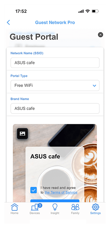 The guest portal feature interface of a custom branding login page.